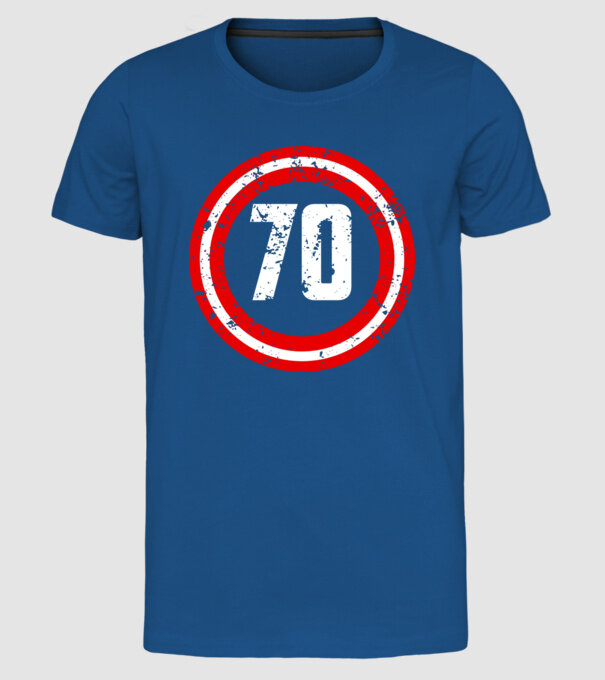 Birthday captain 70 Years old model albastru regal pe tricou