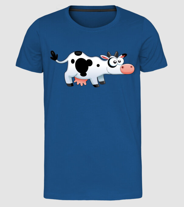 Cow model albastru regal pe tricou