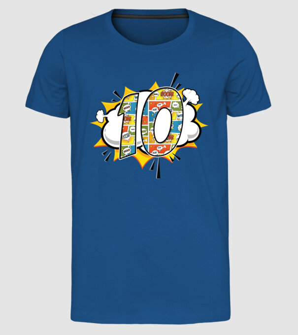 Birthday Comic Number 10 model albastru regal pe tricou
