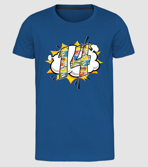 Birthday Comic Number 14 model albastru regal pe tricou