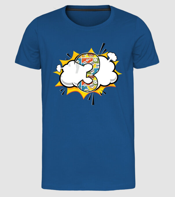 Birthday Comic Number 3 model albastru regal pe tricou