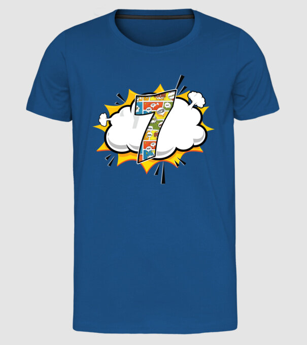 Birthday Comic Number 7 model albastru regal pe tricou