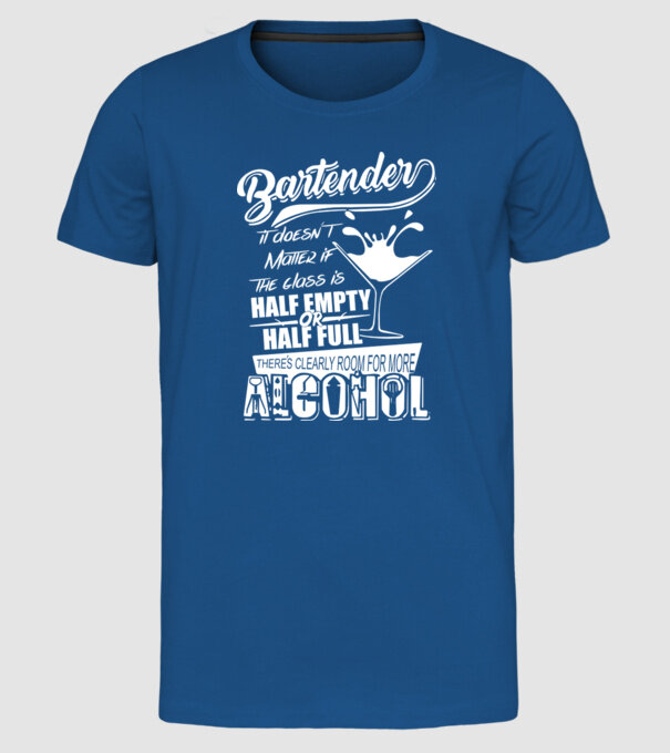 Half empty or half full model albastru regal pe tricou