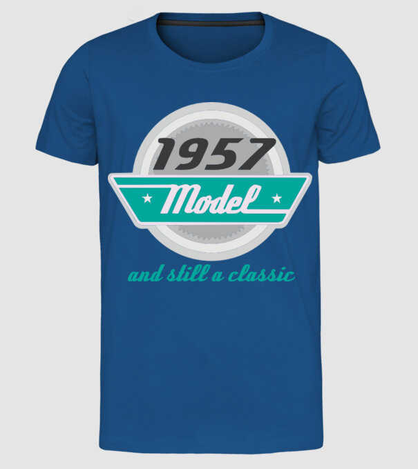 Model and still a classic - 1957 model albastru regal pe tricou