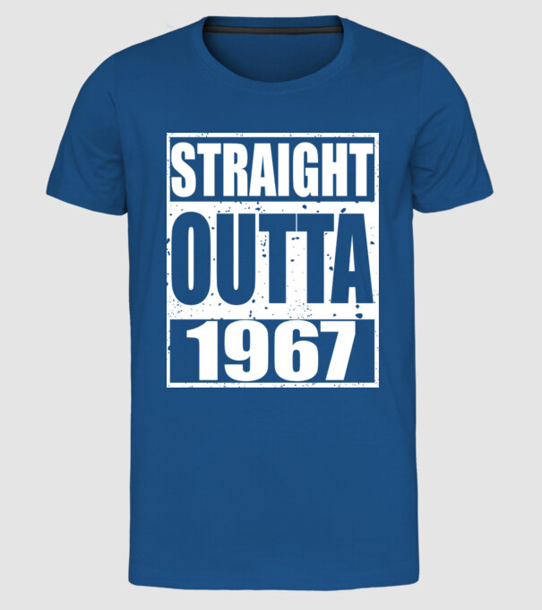 Straight Outta - 1977 model albastru regal pe tricou