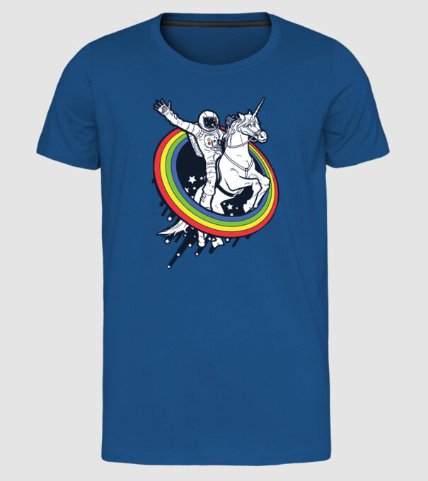 Unicorn Spaceman model albastru regal pe tricou