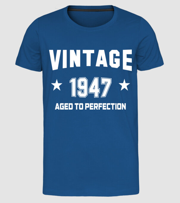 Vintage - 1947 model albastru regal pe tricou