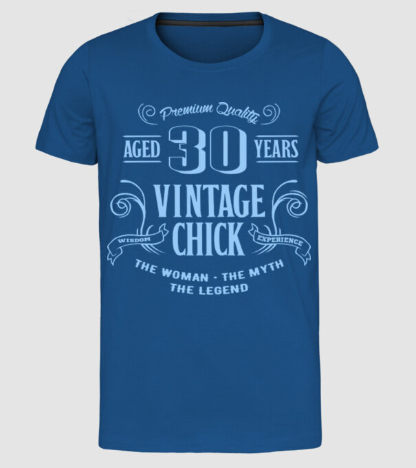 Vintage chick - 30 model albastru regal pe tricou