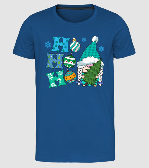 Ho-ho-ho gnome model albastru regal pe tricou