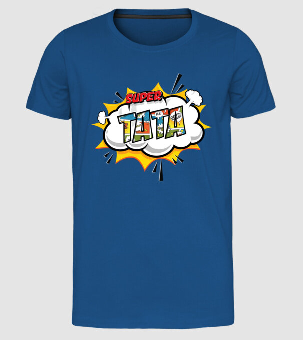 Super tata model albastru regal pe tricou