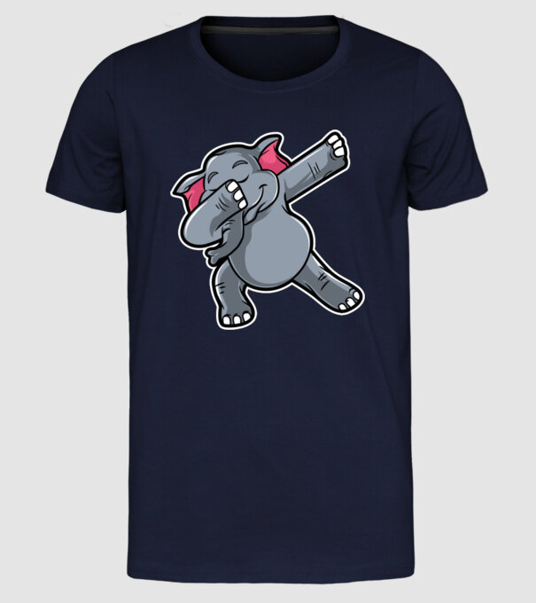 Elefant DAB model albastru închis pe tricou