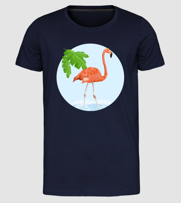 Flamingo model albastru închis pe tricou