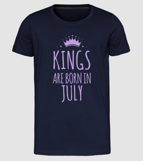 Kings are born in - July model albastru închis pe tricou