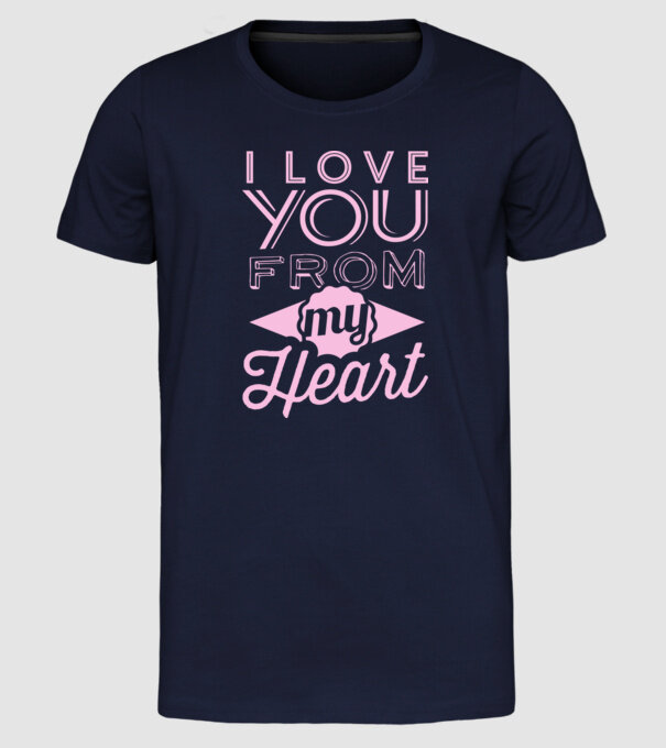 love you from model albastru închis pe tricou