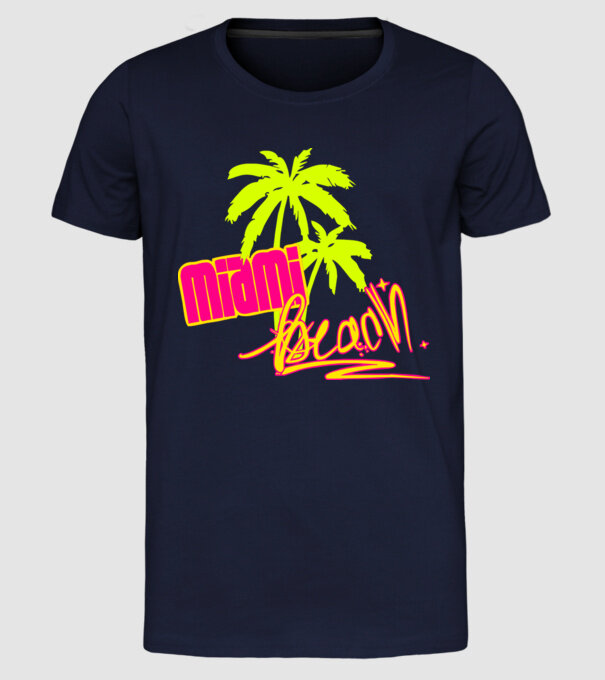 Miami beach model albastru închis pe tricou