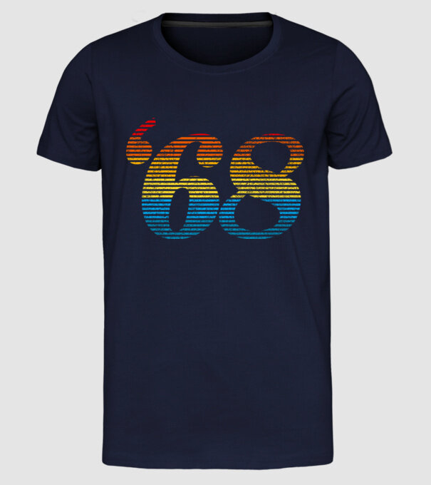 Retro Birthday 1968 model albastru închis pe tricou