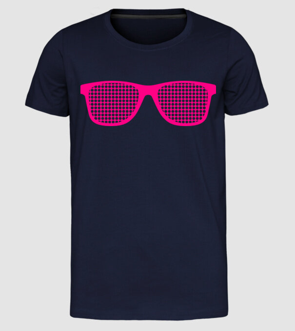 Ochelari model albastru închis pe tricou