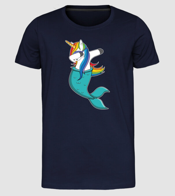 Unicorn Sirenă DAB model albastru închis pe tricou