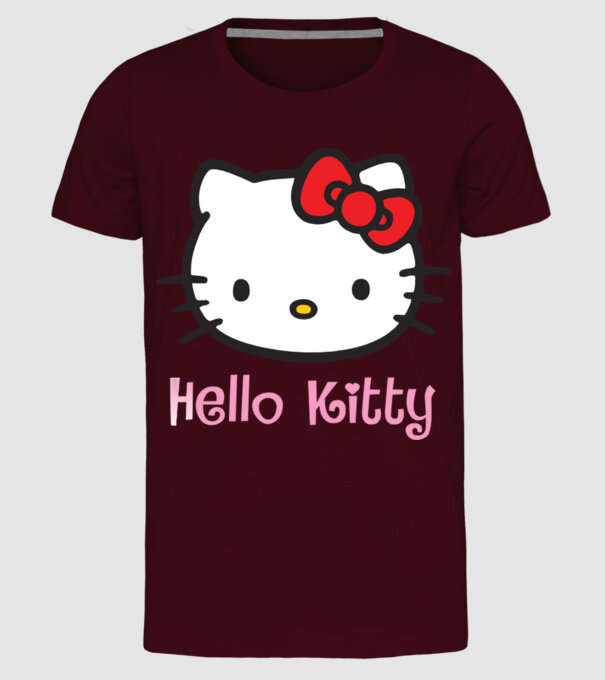 Hello Kitty model bordo pe tricou