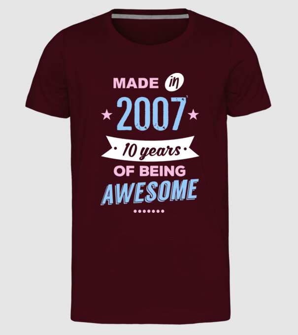 Made in - 2007 model bordo pe tricou