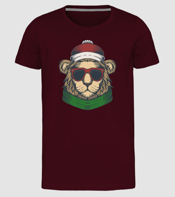 Leu Moș Crăciun model bordo pe tricou