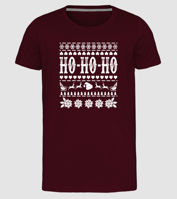 Ugly sweater hohoho model bordo pe tricou