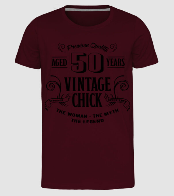 Vintage chick - 50 model bordo pe tricou