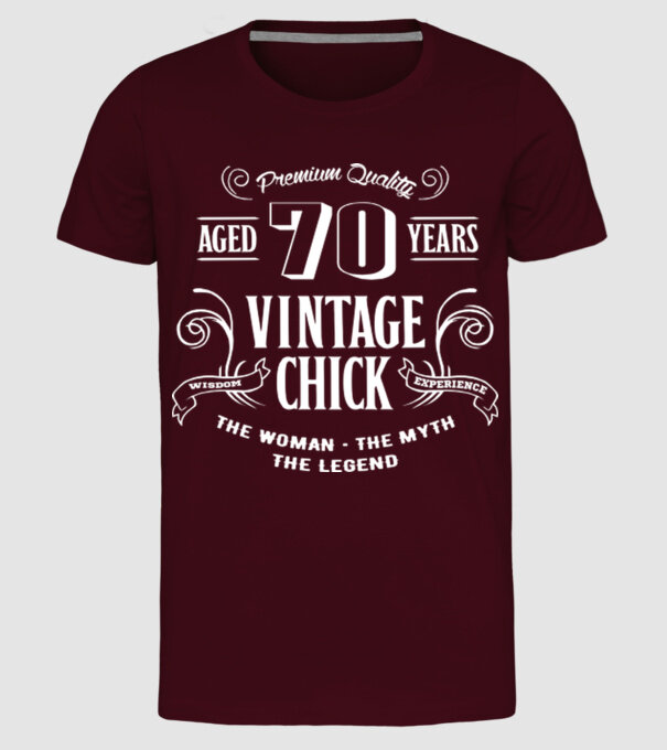 Vintage chick - 70 model bordo pe tricou
