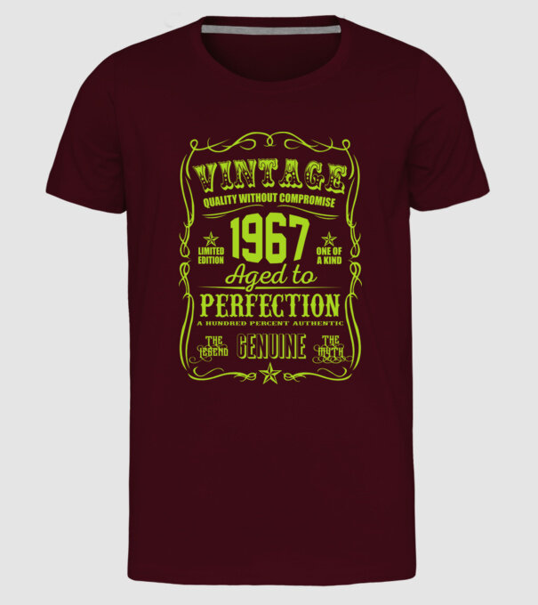 Vintage Perfection - 1967 model bordo pe tricou