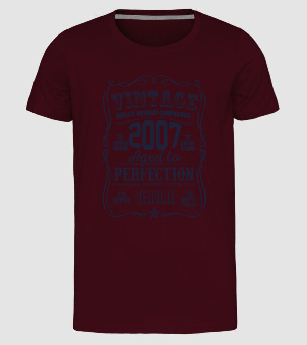 Vintage Perfection - 2007 model bordo pe tricou