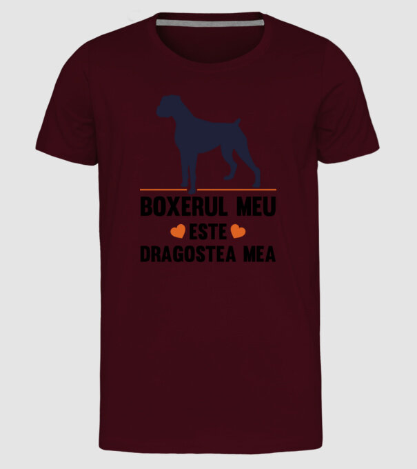 boxerul meu este dragostea mea model bordo pe tricou