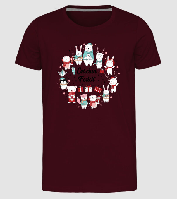 Crăciun Fericit model bordo pe tricou