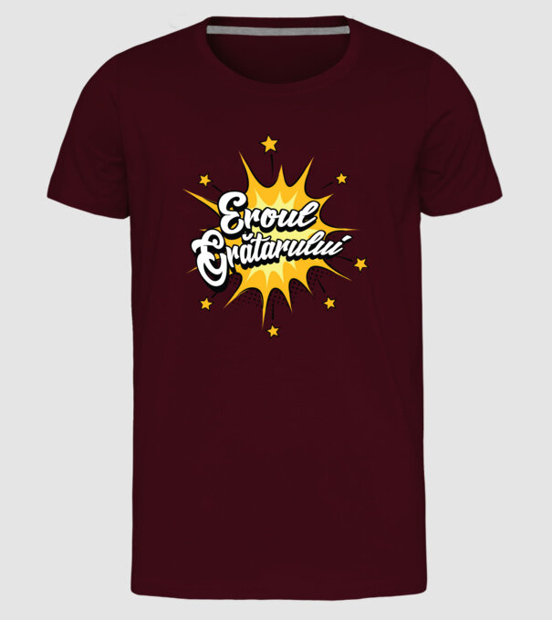 Eroul Grătarului model bordo pe tricou