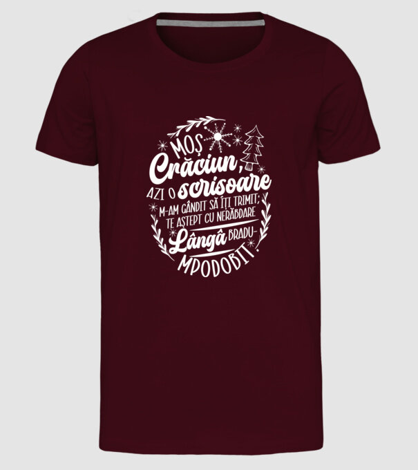 Moş Crăciun model bordo pe tricou