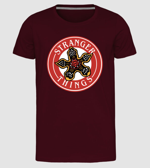stranger things logo bucks model bordo pe tricou