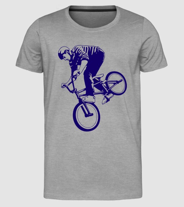 BMX stunt model gri pe tricou