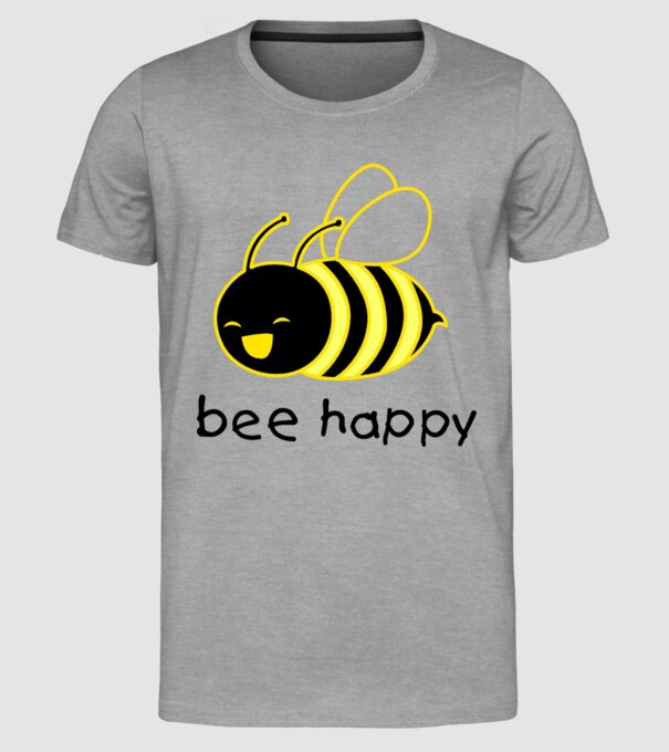 bee happy model gri pe tricou