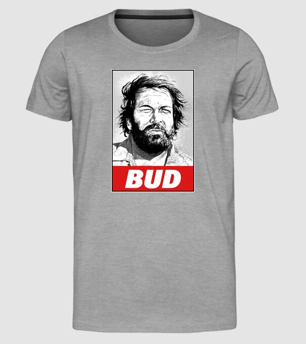 Bud Spencer halftone model gri pe tricou