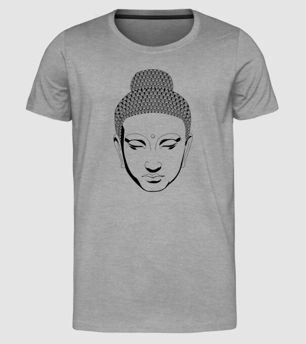 buddhas head model gri pe tricou