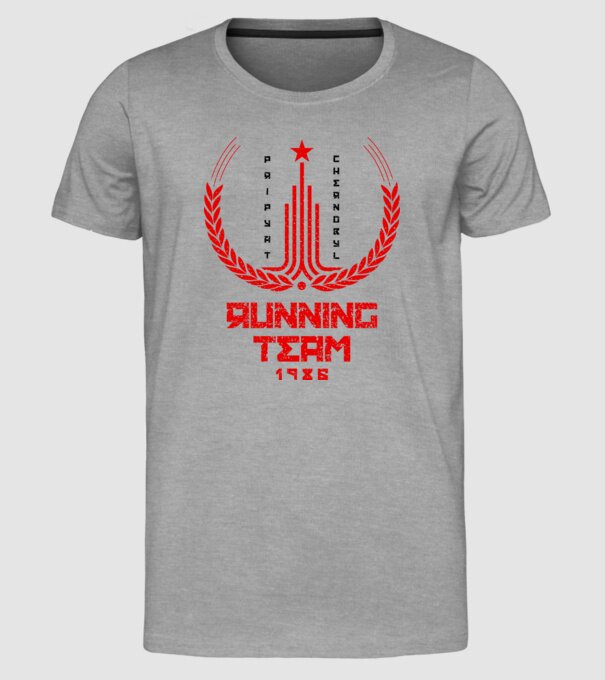 Chernobyl Running team model gri pe tricou