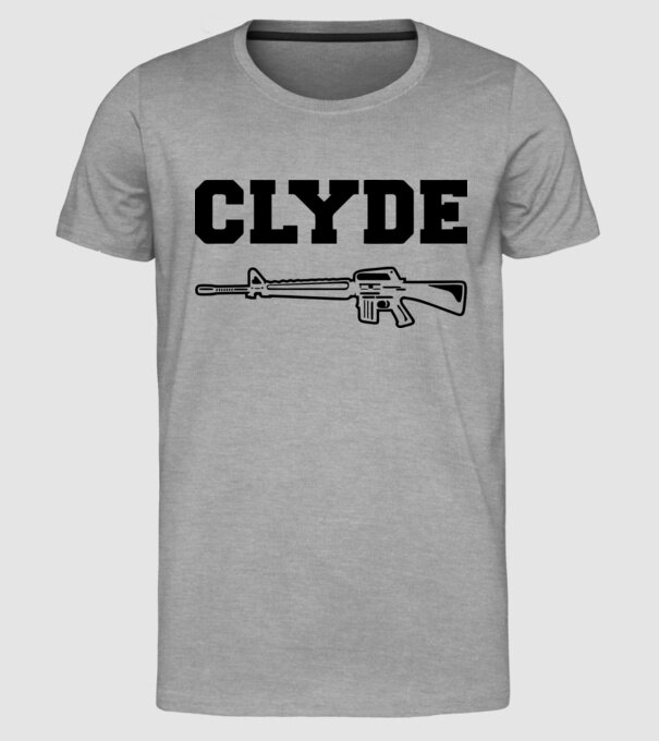 Clyde model gri pe tricou
