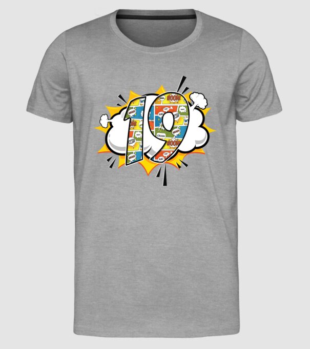 Birthday Comic Number 19 model gri pe tricou