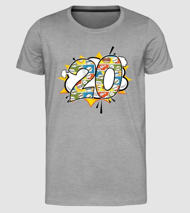 Birthday Comic Number 20 model gri pe tricou