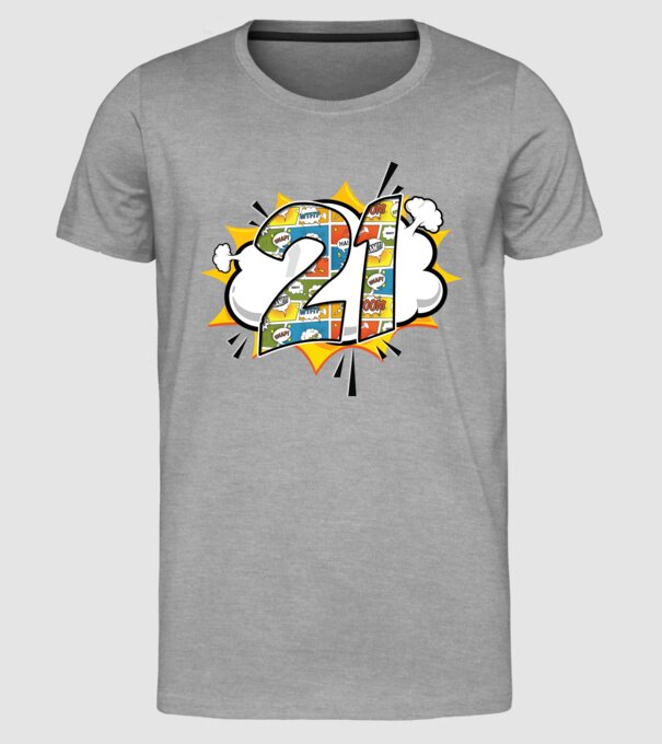 Birthday Comic Number 21 model gri pe tricou