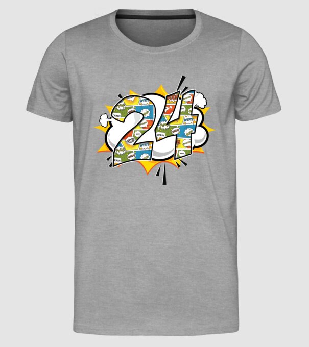 Birthday Comic Number 24 model gri pe tricou
