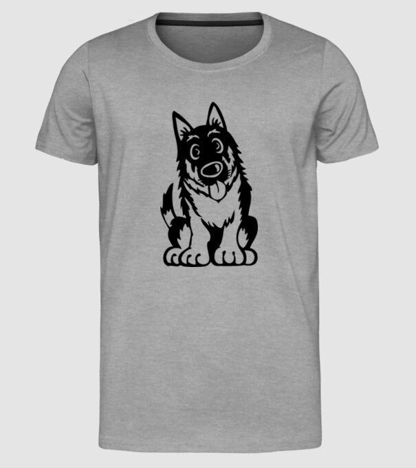 câine lup model gri pe tricou