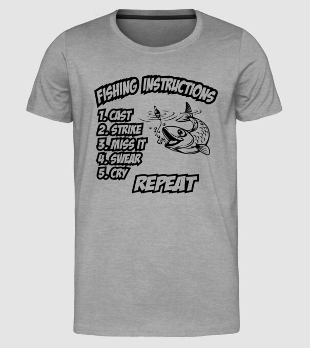 Fishing instructions model gri pe tricou