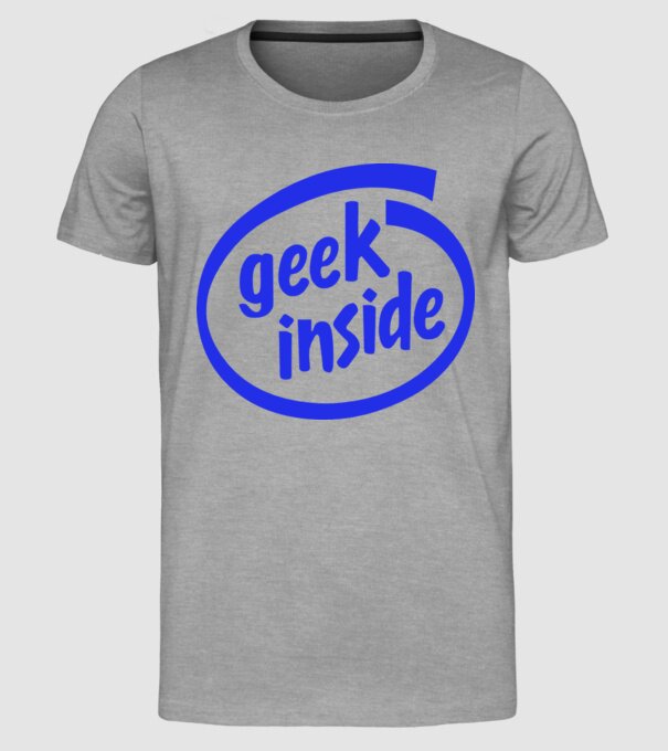 Geek inside model gri pe tricou