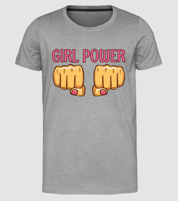 Girl Fist model gri pe tricou
