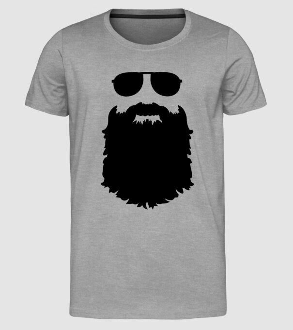 Barbă Hipster model gri pe tricou